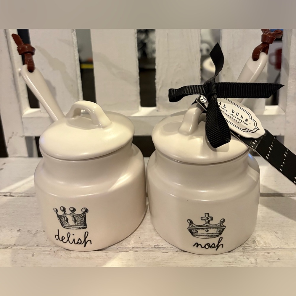 Rae Dunn Elegant Cream Ceramic Jam Jars